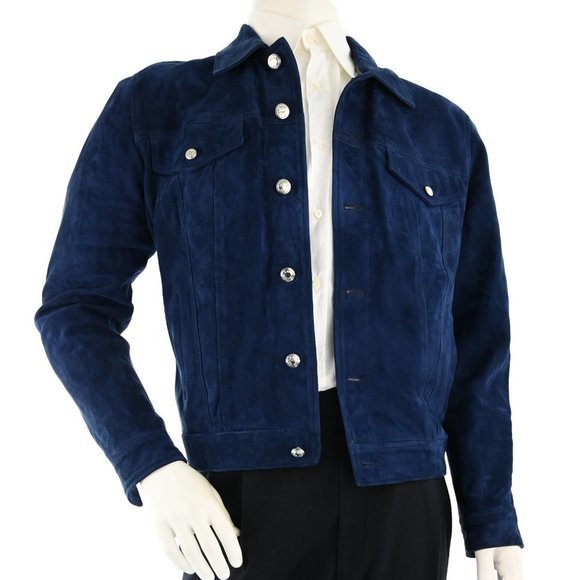 PAUL SMITH Men's Blue Suede Casual Jacket Size L - Picture 3 of 10